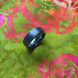 Men's Sposo Silver Tone Tungsten Carbide Ring